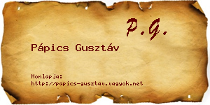 Pápics Gusztáv névjegykártya